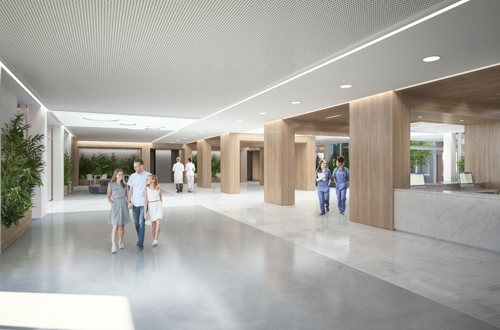 Ankomst- og foyerområde på Universitetshospital Køge