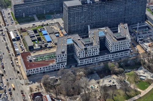 Luftfoto af byggeriet fra april 2018